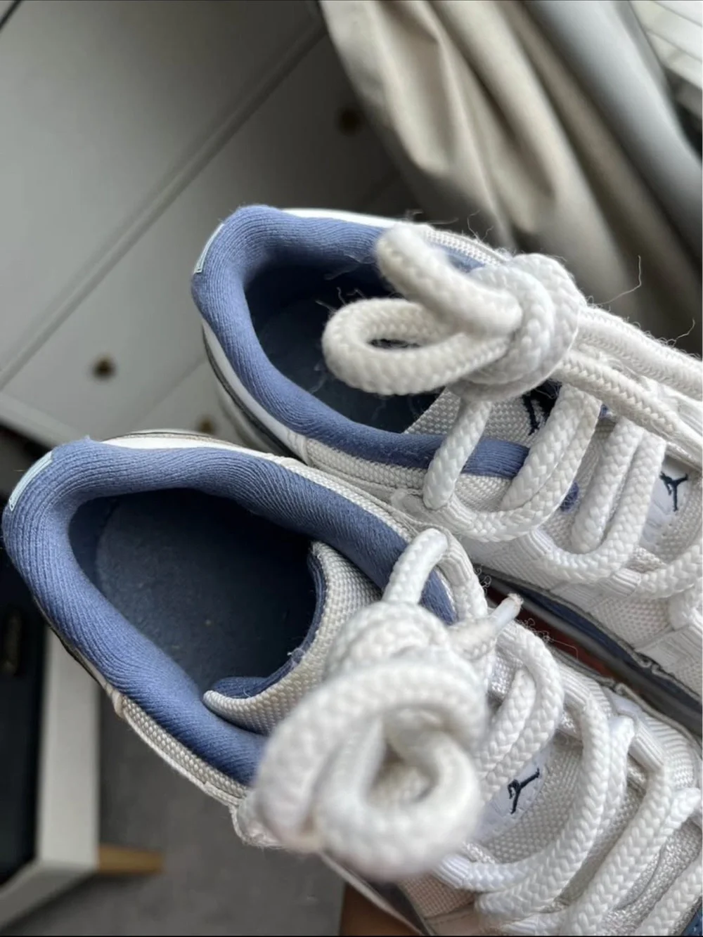 Jordan Kids White and Blue Low-Top Sneakers